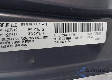 2014 Chrysler 300 from USA, damaged, VIN 2C3CCAAG7EH136381